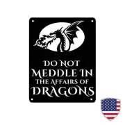 Do Not Meddle Dragon Sign - Fire-Breathing Dragon Metal Art