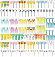 Jindizi 120Pcs Cartoon Animal Fruit Pick Mini Food Picks,Animal Cartoon Fruit Food Picks,Lunch Bento Box Picks Cute Toothpick Mini Cupcake Fork Picks,Cartoon Fruit Forks,
