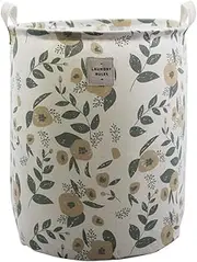 Large Fabric Storage Bins Toys Storage Basket for Baby Nursery, Kids Playroom, Home Organizer, Collapsible Laundry Basket Hamper with Floral Pattern (Green Flowers)