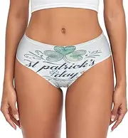 [RPLIFE] St Patrick's Shamrock Leaf Women’s Panties, Women Breathable Briefs, Soft Stretch Underwear Women