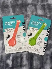 Case-Mate Tracker Strap - Wristband Case for Apple AirTag - Lime Green & Coral