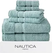 Nautica - Bath Towels, Fade Resistant Bathroom Essentials, Highlight Absorbent, Oeko-Tex Certified (Oceane Turquoise, 6-Piece)