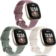 Yisica 3 Pack Sport straps for Fitbit Versa 4 Straps&Fitbi t Versa 3 Straps, Fitbi t Sense 2 Straps&Fitbi t Sense Straps Women/Men, Soft Classic TPU Adjustable Comfortable Replacement Wristbands