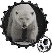 Magnetic Bottle Opener Round Fridge Magnets Polar Bear Portable Opener Funny Beer Opener Decorative Refrigerator Magnets For Home Bar Kitchen Office Black
