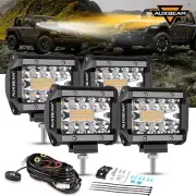 4x AUXBEAM 4"inch LED Work Light Amber White Driving Flash Strobe Pods ATV Truck