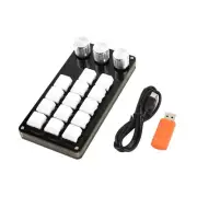 Portable Mini Keyboard with 14 Key 3 Knob Programmable Detachable USB Backlit