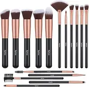 [Syntus] Makeup Brush Set, Premium Synthetic Foundation Powder Kabuki Blush Concealer Eye Shadow Medium - 16 Pieces Set Makeup Brushes, Rose Golden