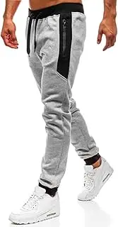 [Generic] Thrill Sweatpants Color Pocket Sports Zipper Matching Pants Solid Trousers Men's Casual Color Men's Pants Fluff Yeah Slide
