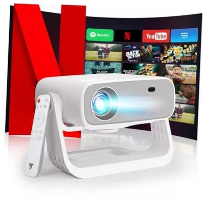 2025 New Smart Projector with WiFi 6 and Bluetooth Built-in Apps - 4K-White