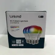 Linkind Wi-fi Smart Lightbulb (4 Pack) A19, RGBTW ~ NEW