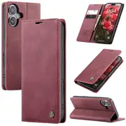 CaseMe iPhone 16+ Plus Classic PU Leather Folio Case Cover Apple 2024 [Wine]