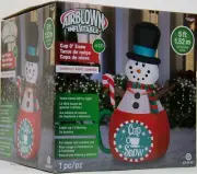 Christmas Gemmy 5 ft Animated Snowman Cup O' Snow Airblown Inflatable NIB