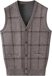 [Generic] Mens Sweater Vest V Neck Slim Fit Knitted Pullover Sleeveless Sweater Casual Knit Tops Warm Cozy Sweaters Fall Winter