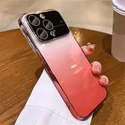 Glass Lens Window Gradient Color Transparent Phone Case for iPhone 14 Pro Max 12 13 Pro Max Large Camera Protector Hard PC Cover,red,for iPhone 13 Pro