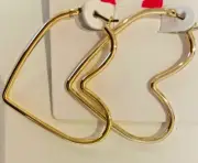 Alex and Ani Gold Tone 45 Millimeter Heart Hoop Earrings