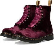 [Dr. Martens] Womens Vegan 1460 Pascal 8-Eye Boot Vegan Velvet, Cherry Red, UK