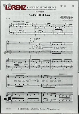 God's Gift of Love by Chopin Arr Robert Hughes SAB w Keyboard Sheet Music Lorenz