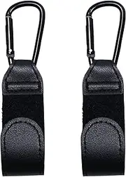 2 Pcs Black Leather Pram Hooks, Buggy Clips for Bags, Easy Installation Clip for Pram, Bags and Backpacks