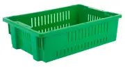 20 x 13 x 5.6" (4.5 Gal, 4 Pack) Agricultural Nest and Stack Vented Crate, Green