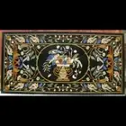 48" x 24" Marble Dining Table Top Black Marble Corner Pietra Dura Floral