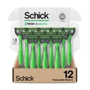 Schick Xtreme 3 Original Razor — Disposable Head Razor for Sensitive Skin 12 ...