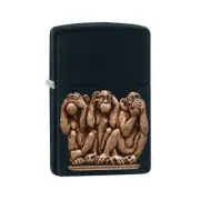 Zippo Classic See No Evil Design Windproof Refillable Lighter Matte Black