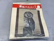 Vintage Punch Embroidery OWL Kazari Cronar 1970's Boho Owl E1013 12” x 16”