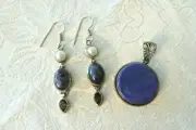 set MMA Metropolitan Museum of Art Blue Lapis & Pearl 925 Pendant & Earrings