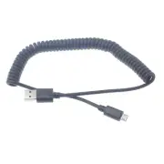 COILED MICRO USB CABLE FAST CHARGER POWER CORD SYNC WIRE BLACK For CELL PHONES