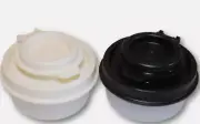 Tupperware Mini Salt & Pepper Shakers Clear Bases 1 White 1 Black Lid New
