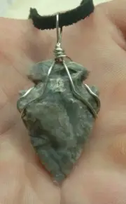 18" Arrowhead Necklace Arrowheads Gift Flintknapping Agate Rock Mineral 009