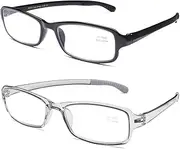 DOOViC 2 Pack Readers Blue Light Blocking Reading Glasses 1.5 Strength Flexible Lightweight Anti Eyestrain Computer Reading Glasses for Women Men