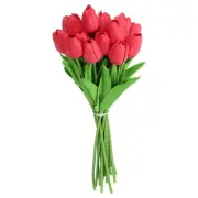 20pcs Tulips Artificial Flowers, Faux Flowers Fake Tulip Stems(Dark Red)
