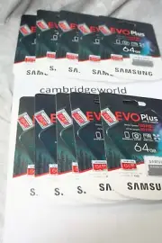 10 PIECES New GENUINE Samsung EVO Plus 64GB Micro SD Memory Card w/ SD Adapter