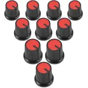 10Pcs Plastic Potentiometer Volume Control Rotary Knob Knurled Shaft Hole Red