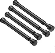 Fvonzn 4 Pack Short Spring Tension Curtain Rod 8 to 12 Inch, Mini DIY Tension Rods No Drill for Slim Window Cupboard Sidelights, Black