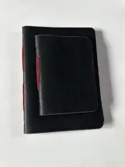 Handmade Leather Notebook/Journals. Large & Small Black Leather With Red Thread