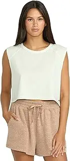 [Volcom] Women's Lived in Lounge Organic Cotton Muscle Tank Top – Relaxed Fit, Vintage Overdye Look