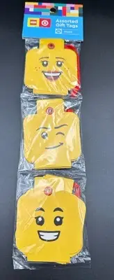 LEGO X TARGET lot package of 12 GIFT TAGS minifig heads New Sealed