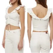ONEILL Martie Flutter Sleeve Crop Top White Size XL