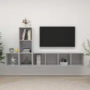 Concrete Grey TV Stand Set - Modern Entertainment Center, TV Stands for Living Room, Storage Cabinet, Console Table for Televisor & Furniture