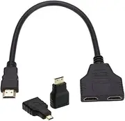 CY HDMI Male to Dual HDMI Female Y Splitter Switch Extension Adapter Cable with Micro HDMI & Mini HDMI Adapter