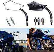 JMTBNO Black 8mm Motorcycle Rear View Mirrors Fits For Road King Street Glide Softail Electra Glide Road Glide Dyna Softail 1982-2018 2019 2020