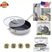 Induction-Compatible 5QT Saute Pan - Dishwasher Safe Stainless Steel Cookware