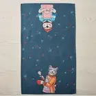 West Elm Dapper Animal Christmas Tea Towel Printed Otter and Snow Leopard - 1eac