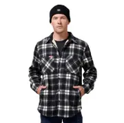 Mens Hard Yakka Legends Sherpa Fleece Jacket Shirt Black/Grey With Free Beanie