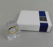 Illusions Lead Crystal Dome Roman Numeral Desk Clock Paperweight Gift #C643