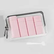 Shengsenfu Travel Bottles for Toiletries, 5 Pack Travel Size Containers Silicone Travel Bottles Set with Clear Zipper Toiletry Bag, Leakproof Refillable Squeeze Travel Containers for Shampoo (Pink)