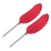21cm/8" Feather Ballpoint Pen 2Pcs Ink Vintage Quill Pen Refined Red