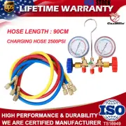 NEW AC Manifold Gauge Set A/C Refrigeration 3FT Color Hose Charging Hose 2500PSI